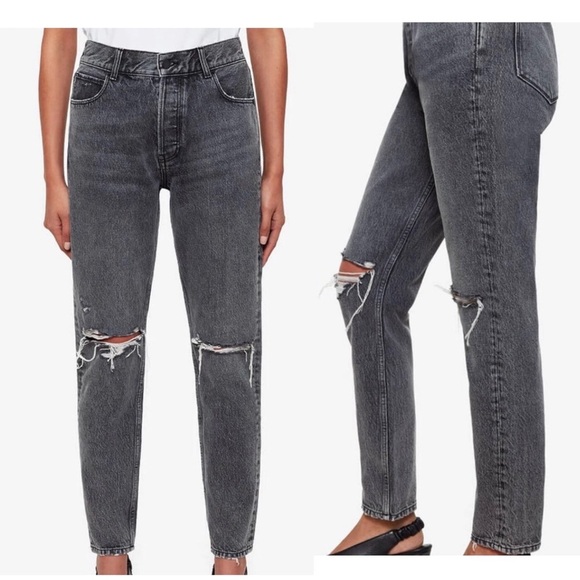 Anine Bing Brenda Jeans High Waist Distressed Slim Leg Straight , size 25 - Picture 1 of 12